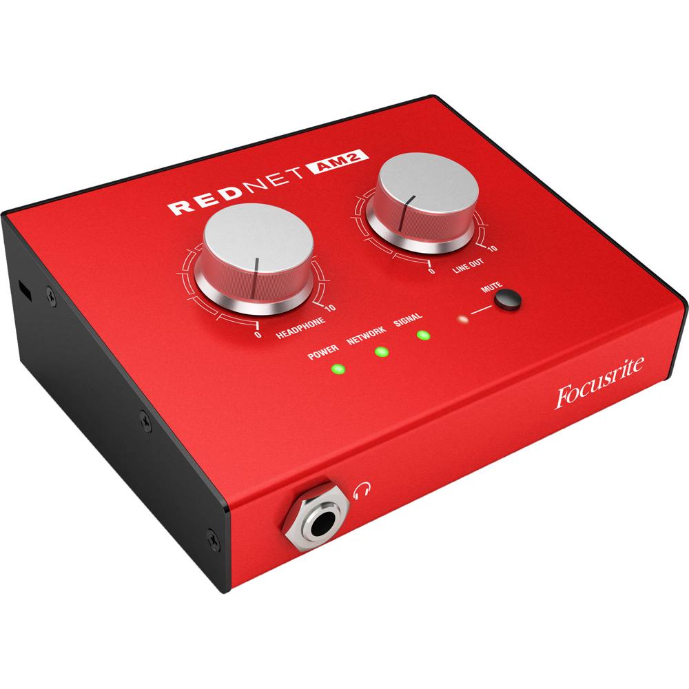 Amplificador de Auriculares Estéreo Focusrite RedNet AM2 y Interfaz de Salida de Línea Dante
