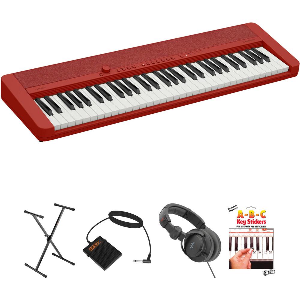 Casio CT-S1 Piano Digital Portátil de 61 Teclas - Kit Esencial (Rojo) con Soporte, Pedal de Sostenid 1673600-REG Casio CT-S1 Piano Digital Portátil de 61 Teclas - Kit Esencial (Rojo) con Soporte, Pedal de Sostenid 1673600-REG