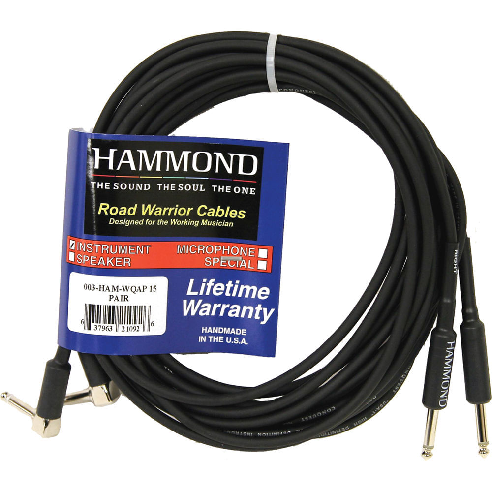 Hammond WOAP-25 Cable Instrumento Doble Recto 1/4 Hammond WOAP-25 Cable Instrumento Doble Recto 1/4
