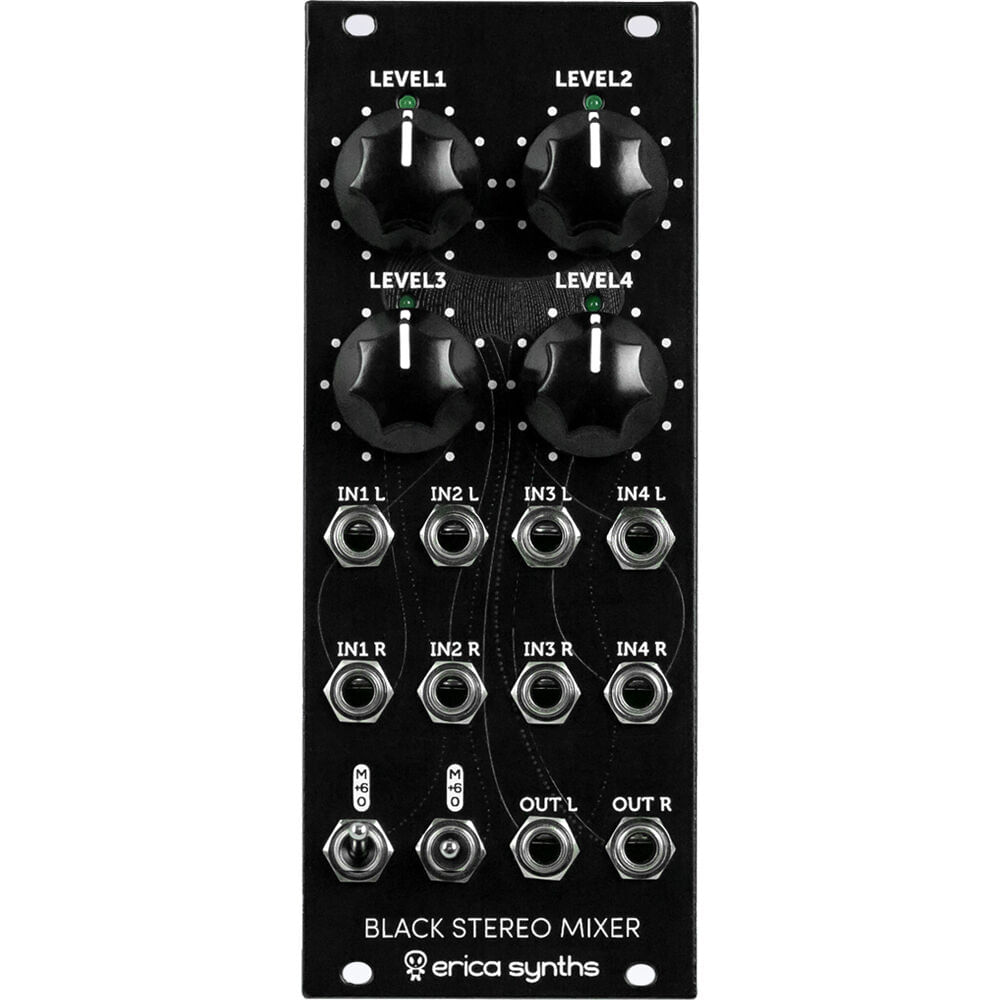 Erica Synths Black Stereo Mixer V3 Módulo Eurorack (10 HP) - 4 Entradas Estéreo, Control de Volumen, 1763646-REG Erica Synths Black Stereo Mixer V3 Módulo Eurorack (10 HP) - 4 Entradas Estéreo, Control de Volumen, 1763646-REG