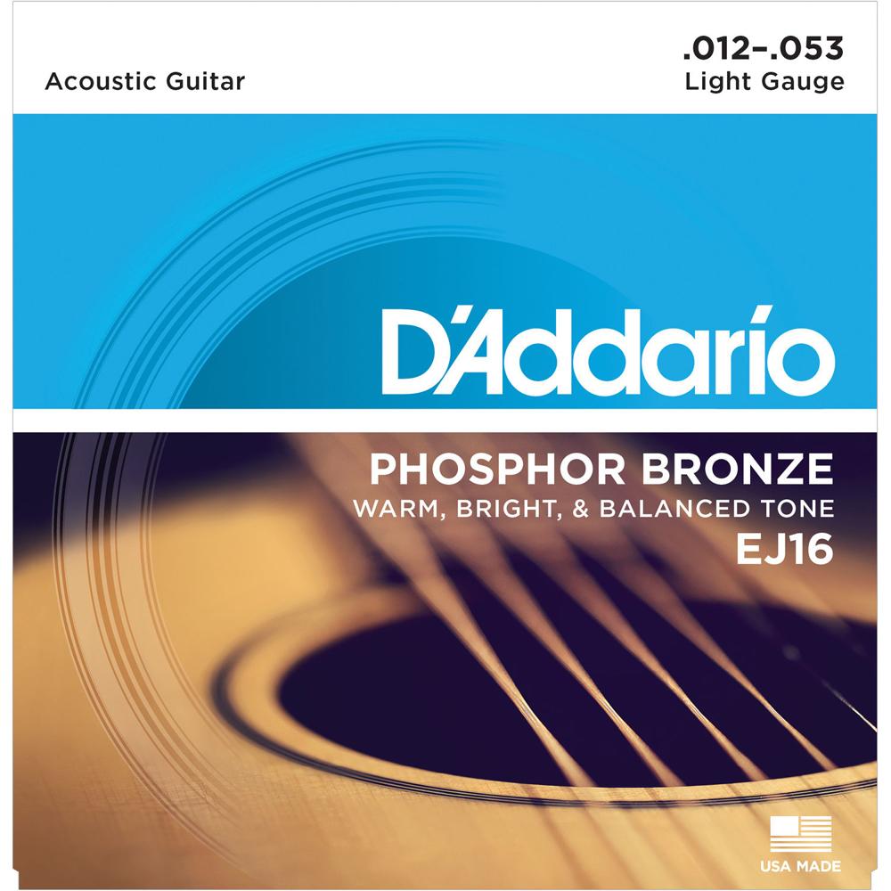 Cuerdas de Guitarra Acústica D'Addario EJ16 Light Phosphor Bronze (Juego de 6 Cuerdas, 12 - 53) - To 1290411-REG Cuerdas de Guitarra Acústica D'Addario EJ16 Light Phosphor Bronze (Juego de 6 Cuerdas, 12 - 53) - To 1290411-REG