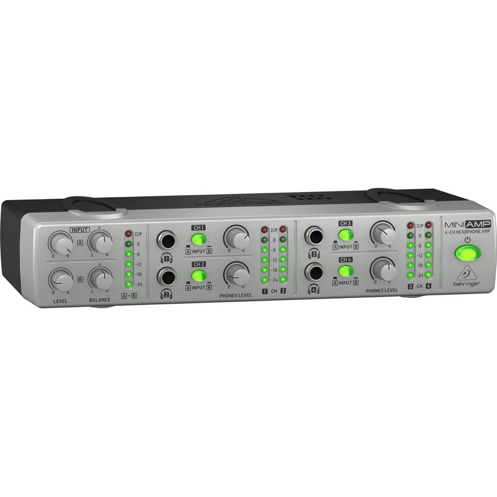 Amplificador de Auriculares Estéreo Behringer AMP800 Ultracompacto de 4 Canales con 8 Salidas y Cont