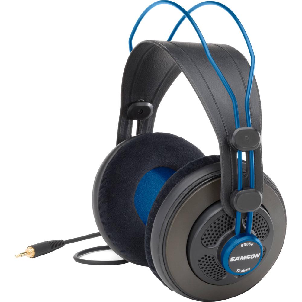 Auriculares de Estudio Semi-Abiertos Samson SR850B (Azul) con Controladores Neodimio Dinámicos de 50