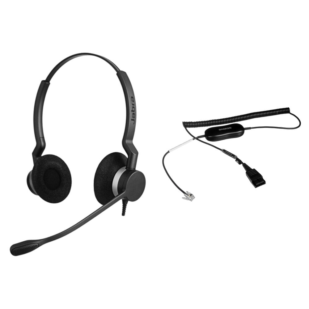 Auriculares Jabra BIZ 2300 QD Duo con Kit de Cable Inteligente Universal Enrollado - Micrófono con C 1593141-REG Auriculares Jabra BIZ 2300 QD Duo con Kit de Cable Inteligente Universal Enrollado - Micrófono con C 1593141-REG