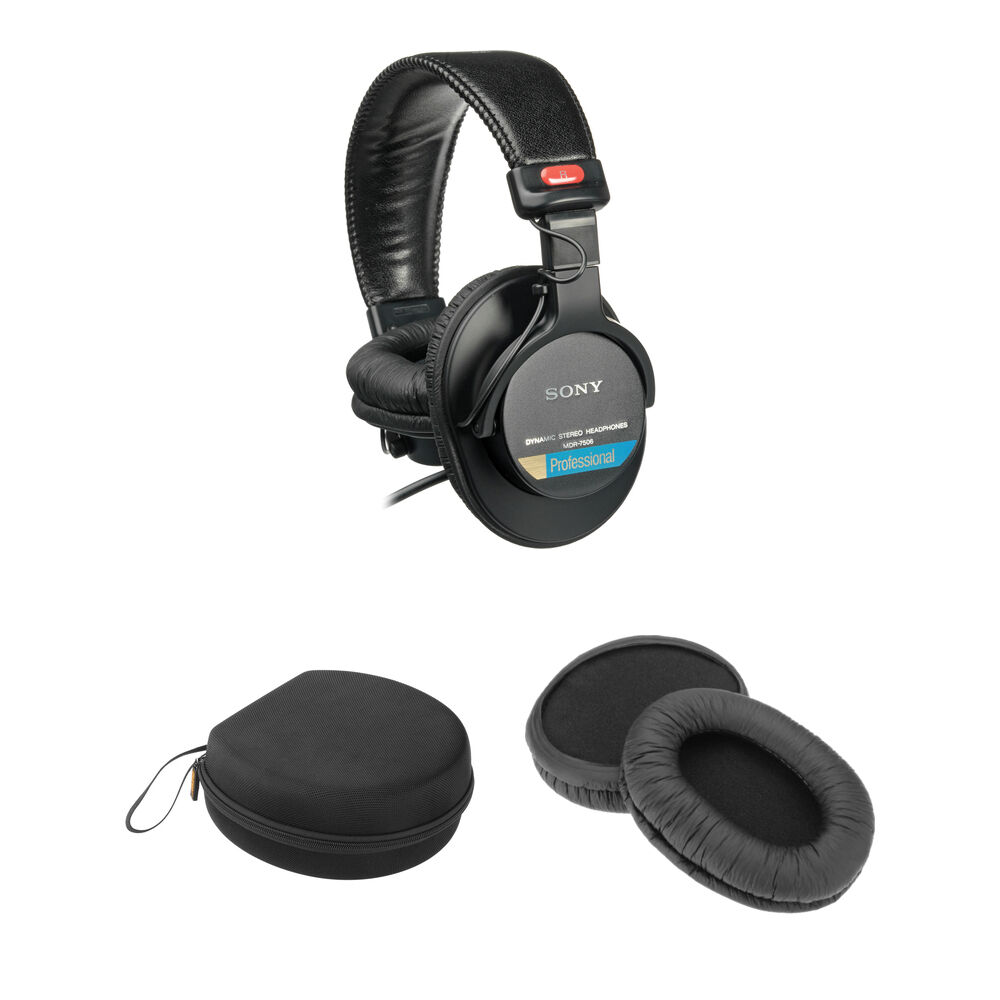 Auriculares Sony MDR-7506 con Almohadillas de Cuero de Oveja y Kit de Estuche de Viaje 1320363-REG Auriculares Sony MDR-7506 con Almohadillas de Cuero de Oveja y Kit de Estuche de Viaje 1320363-REG