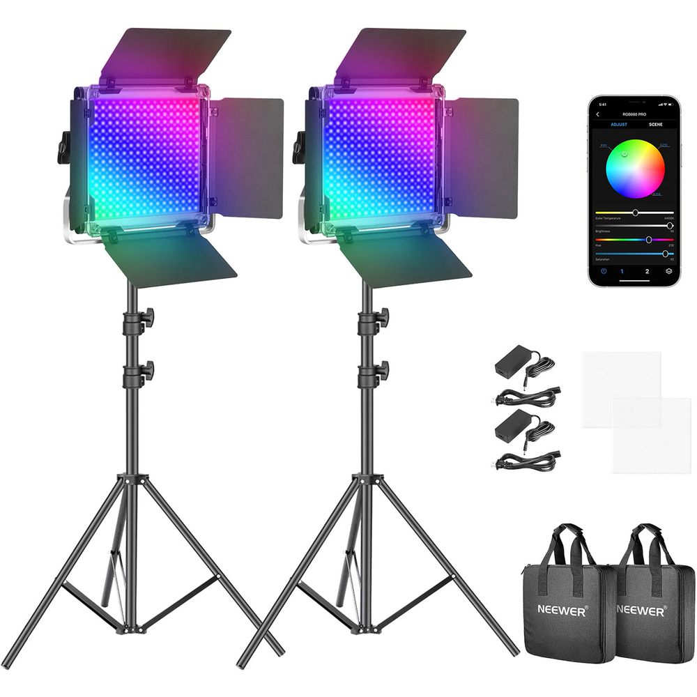 Kit de 2 Luces Neewer 660 Rgb Led con Soportes 1732694-REG Kit de 2 Luces Neewer 660 Rgb Led con Soportes 1732694-REG