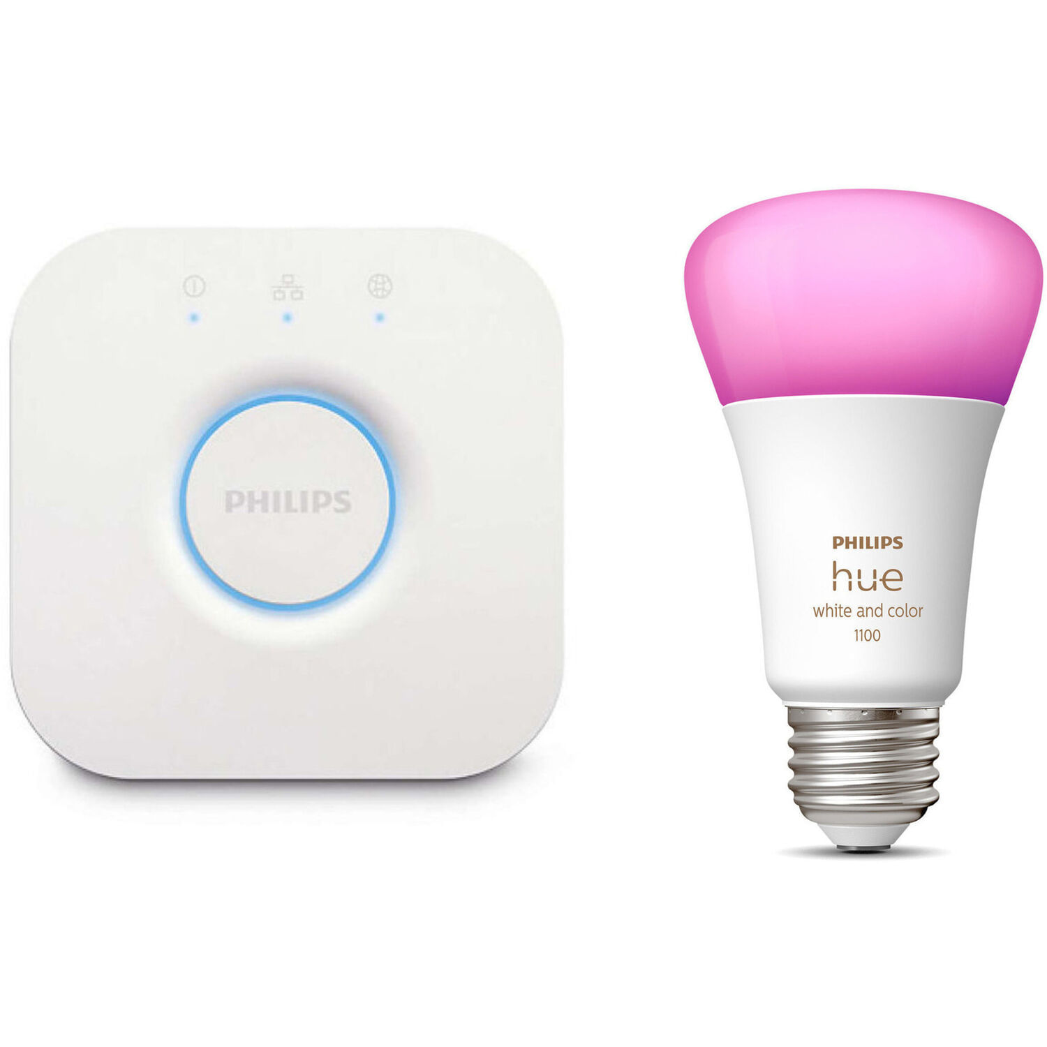 Philips Hue Bridge Y Bombilla A19 con Bluetooth Blanco Y Ambiente de Color