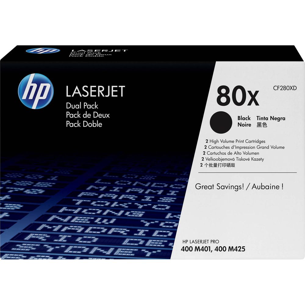 Cartucho de Tóner Negro Hp 80X Laserjet Dual Pack 925265-REG Cartucho de Tóner Negro Hp 80X Laserjet Dual Pack 925265-REG