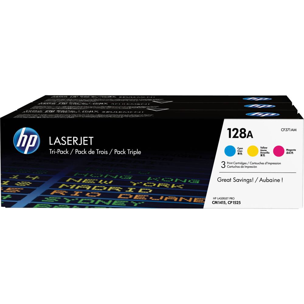 Cartuchos de Tóner Hp 128A 3 Pack Cyan Magenta Yellow para Impresoras Laserjet 1091497-REG Cartuchos de Tóner Hp 128A 3 Pack Cyan Magenta Yellow para Impresoras Laserjet 1091497-REG