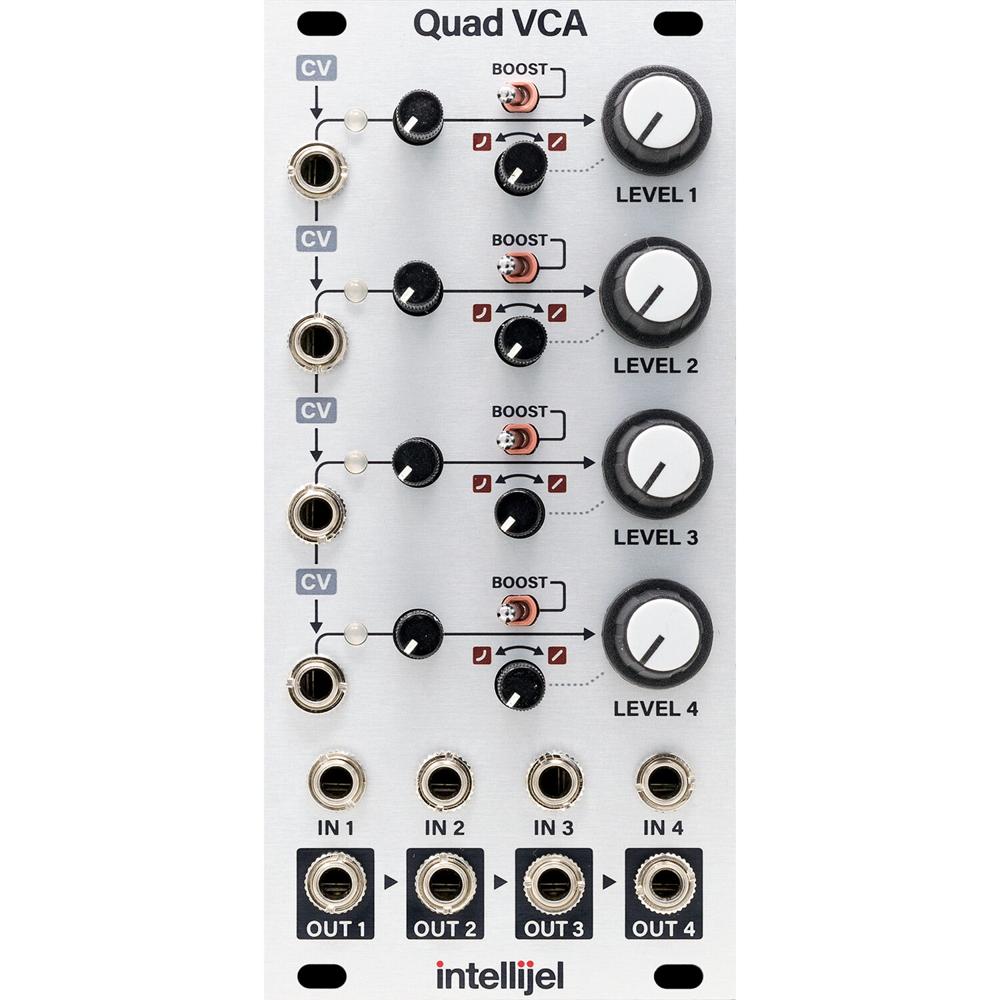 Módulo Eurorack IntelliJel Quad VCA y Mezclador en Cascada (12 HP) - Control Manual de Nivel, Atenua 1794808-REG Módulo Eurorack IntelliJel Quad VCA y Mezclador en Cascada (12 HP) - Control Manual de Nivel, Atenua 1794808-REG
