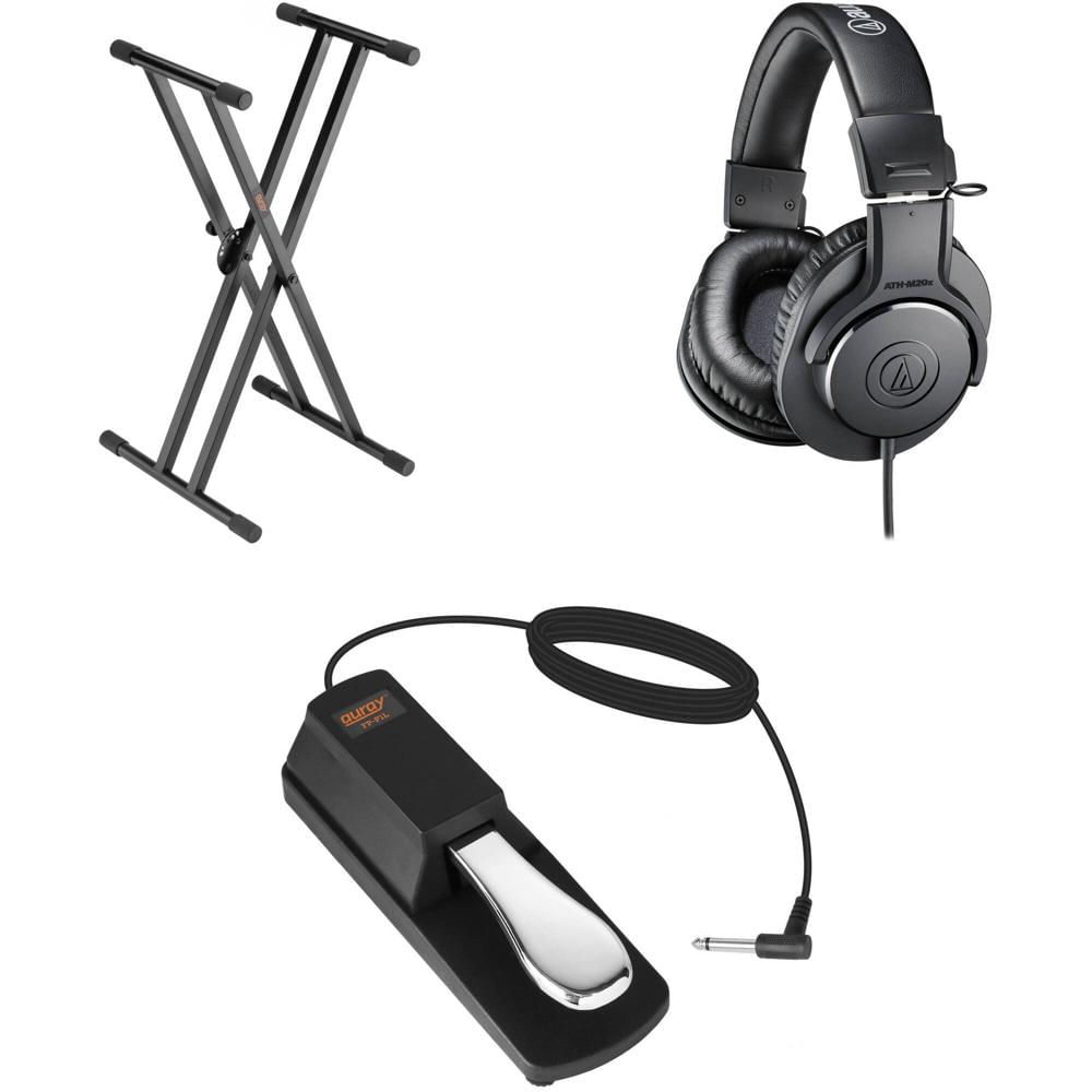 Soporte de Teclado Doble en X con Auriculares Cerrados y Pedal de Sosten - Paquete Esencial para Tec 846895-REG Soporte de Teclado Doble en X con Auriculares Cerrados y Pedal de Sosten - Paquete Esencial para Tec 846895-REG