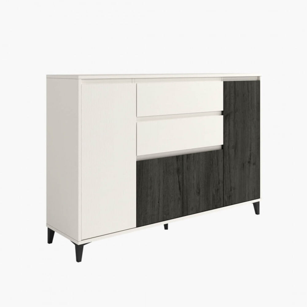 Aparador Funcional Salvador 4 puertas 2 cajones TU MESITA color Blanco/Negro Aparador Funcional Salvador 4 puertas 2 cajones TU MESITA color Blanco/Negro