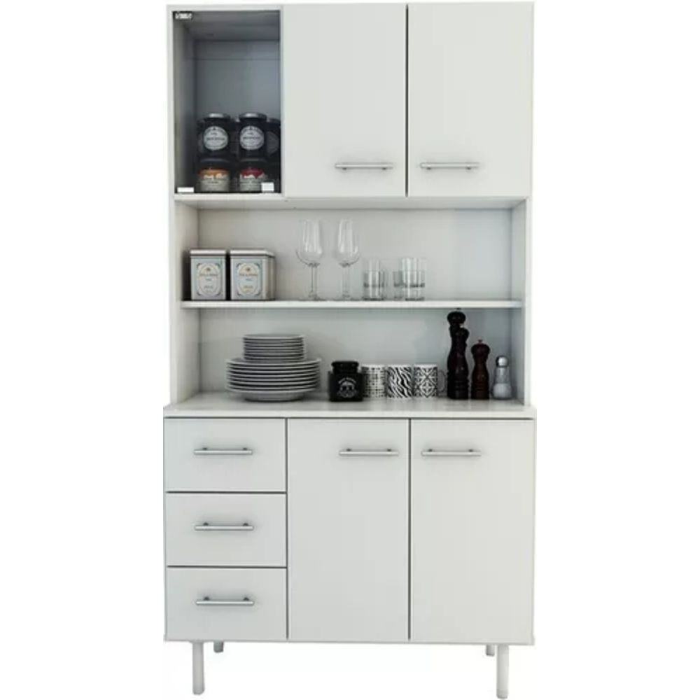 Aparador con Estanteria para vajilla Markan color Blanco TU MESITA Aparador con Estanteria para vajilla Markan color Blanco TU MESITA