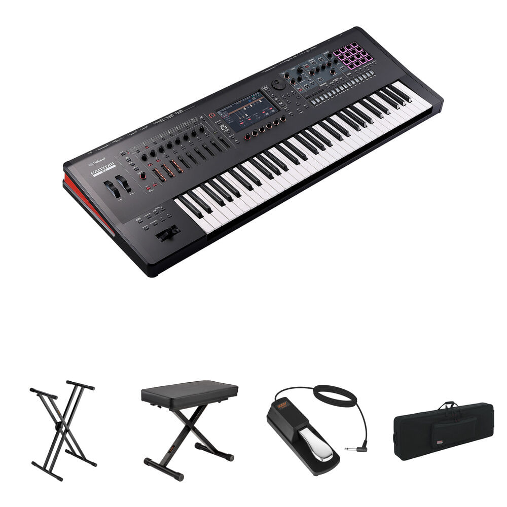 Roland Fantom 6 EX - Teclado Workstation de 61 Teclas con Soporte Doble-X, Banco X, Pedal y Maleta c 1831446-REG Roland Fantom 6 EX - Teclado Workstation de 61 Teclas con Soporte Doble-X, Banco X, Pedal y Maleta c 1831446-REG