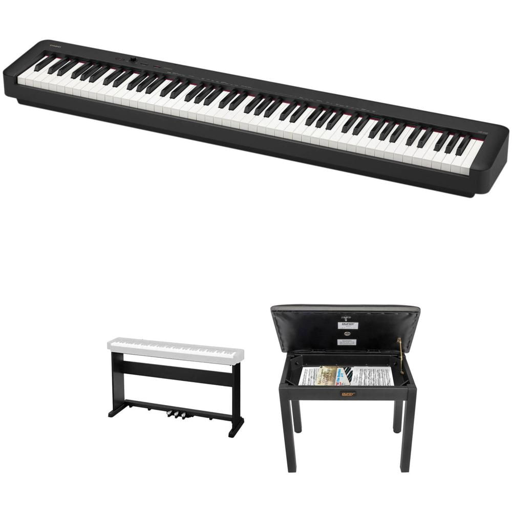 Piano Digital Portátil Casio CDP-S160 de 88 Teclas con Soporte de Madera de 3 Pedales y Banco (Negro 1689408-REG Piano Digital Portátil Casio CDP-S160 de 88 Teclas con Soporte de Madera de 3 Pedales y Banco (Negro 1689408-REG