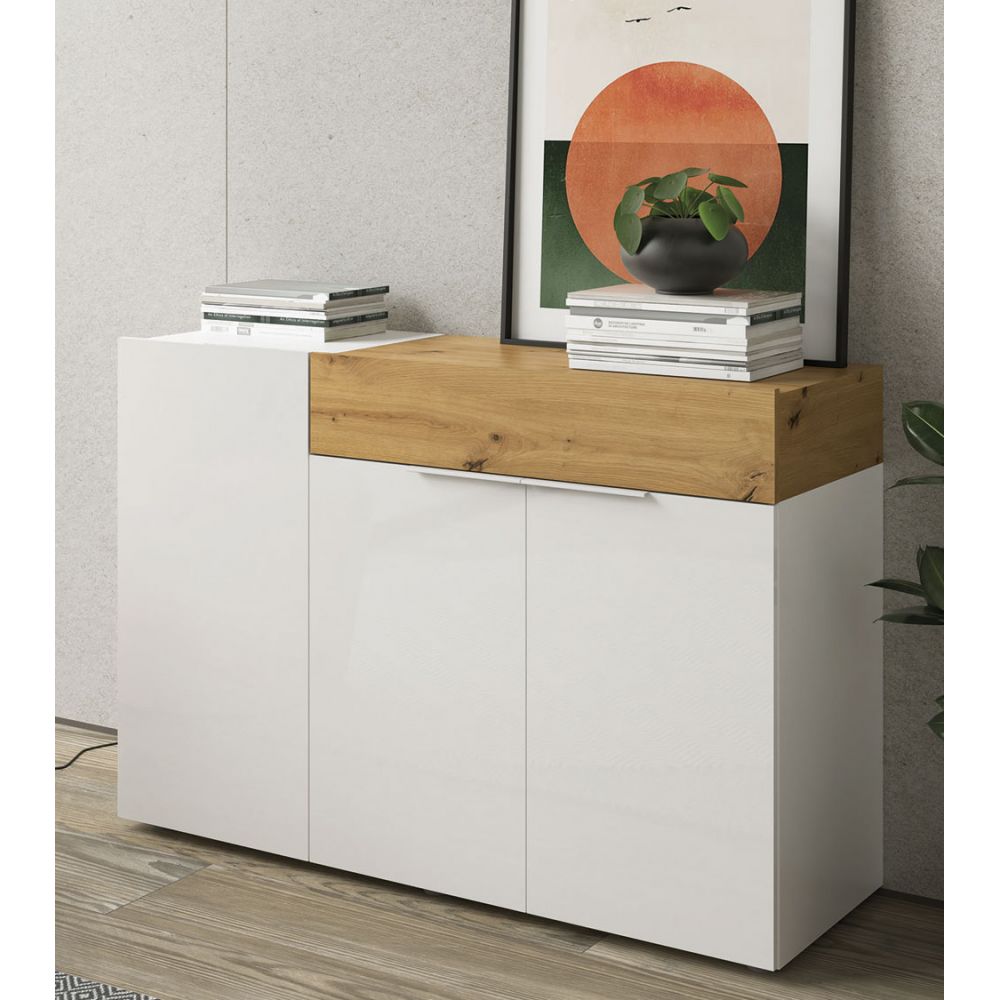 Aparador para Salón Priux 3 puertas 1 cajón TU MESITA color Blanco/Haya Aparador para Salón Priux 3 puertas 1 cajón TU MESITA color Blanco/Haya