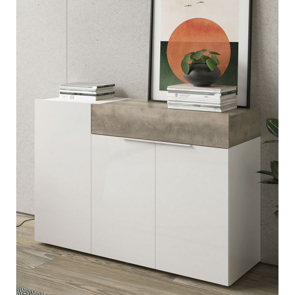 Aparador para Salón Priux 3 puertas 1 cajón TU MESITA color Blanco/Ceniza Aparador para Salón Priux 3 puertas 1 cajón TU MESITA color Blanco/Ceniza