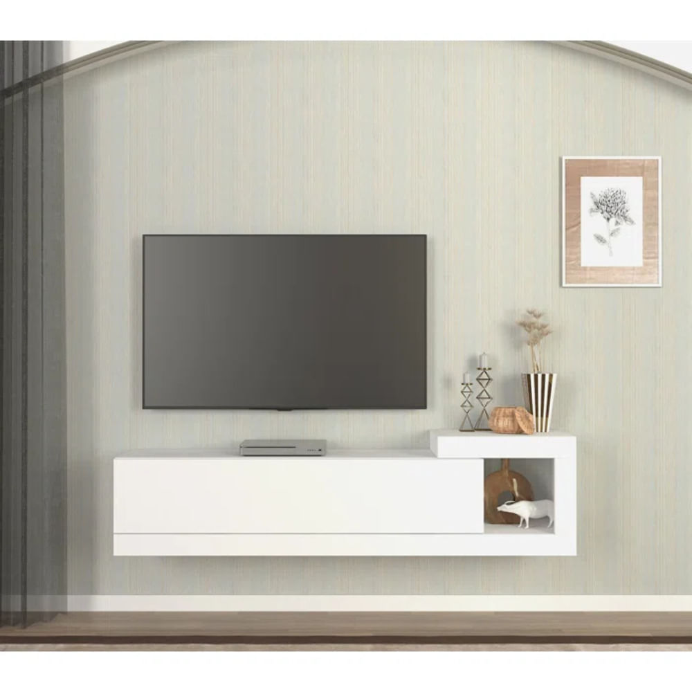 Mesa Moderna de TV Flotante Pietro color Blanco TU MESITA Mesa Moderna de TV Flotante Pietro color Blanco TU MESITA