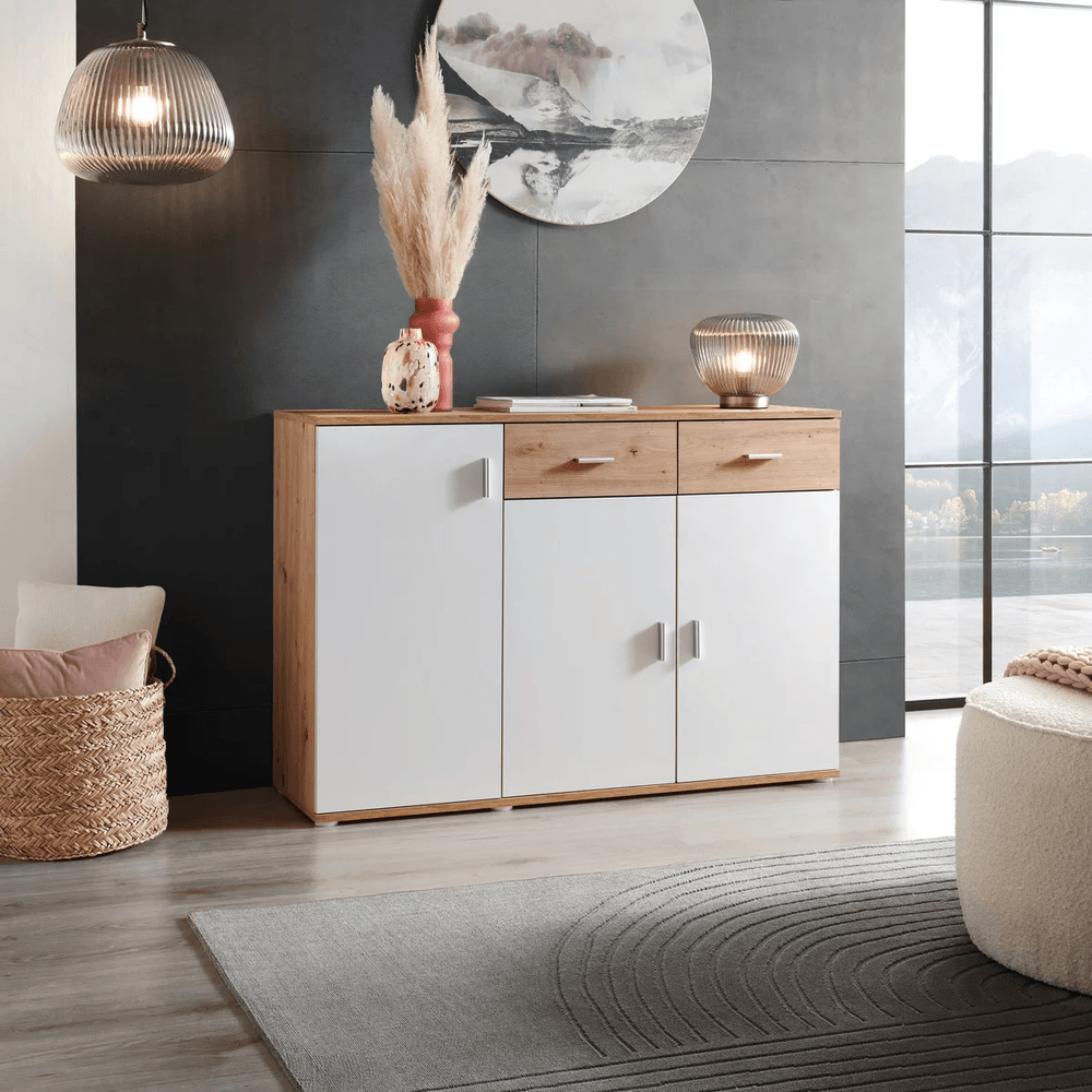 Recibidor Aparador Dante color Blanco/Duna 2 cajones 3 puertas TU MESITA Recibidor Aparador Dante color Blanco/Duna 2 cajones 3 puertas TU MESITA
