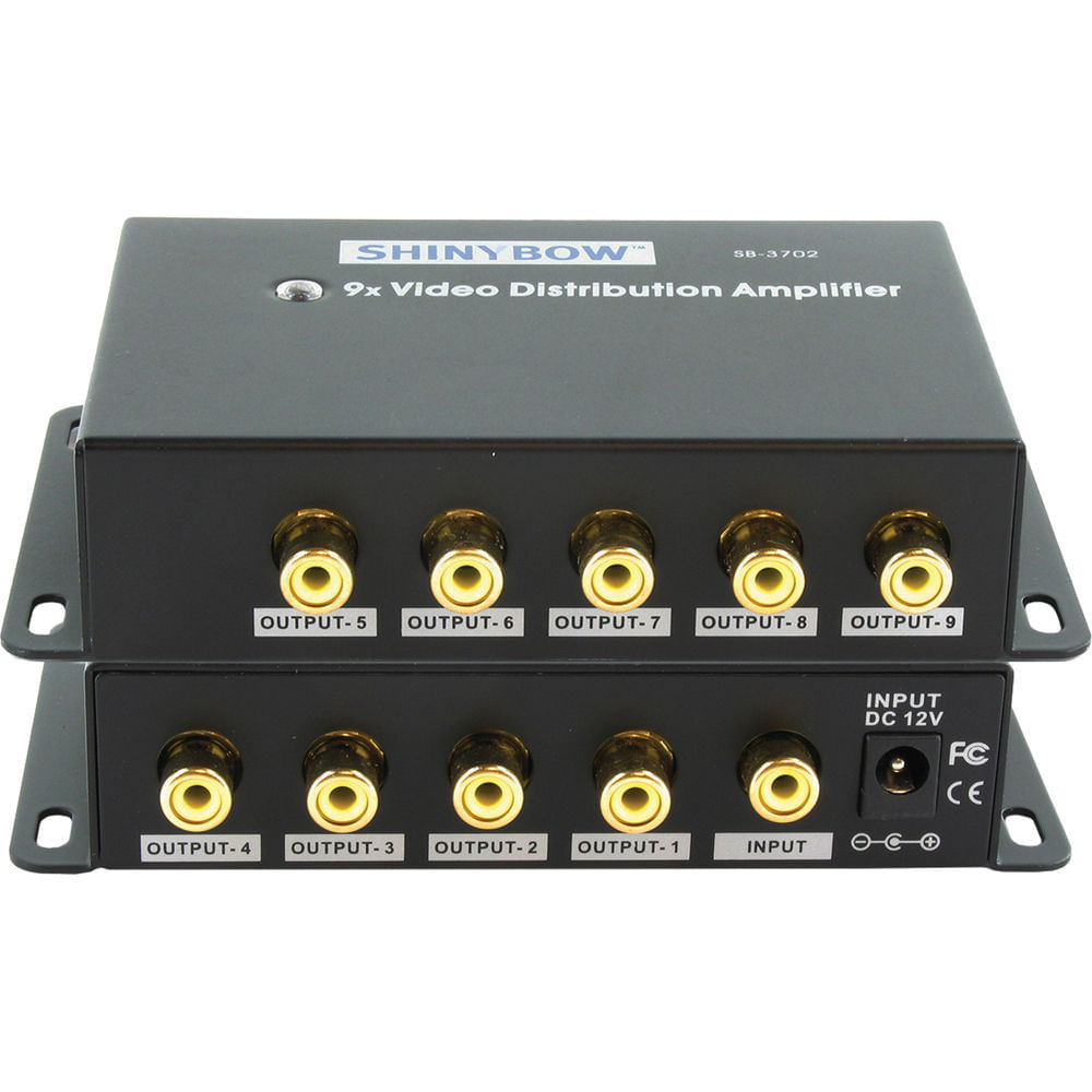 Amplificador de Distribución de Video Shinybow SB-3702RCA 1 x 9 con Conexiones RCA Compuestas, Ancho 872169-REG Amplificador de Distribución de Video Shinybow SB-3702RCA 1 x 9 con Conexiones RCA Compuestas, Ancho 872169-REG