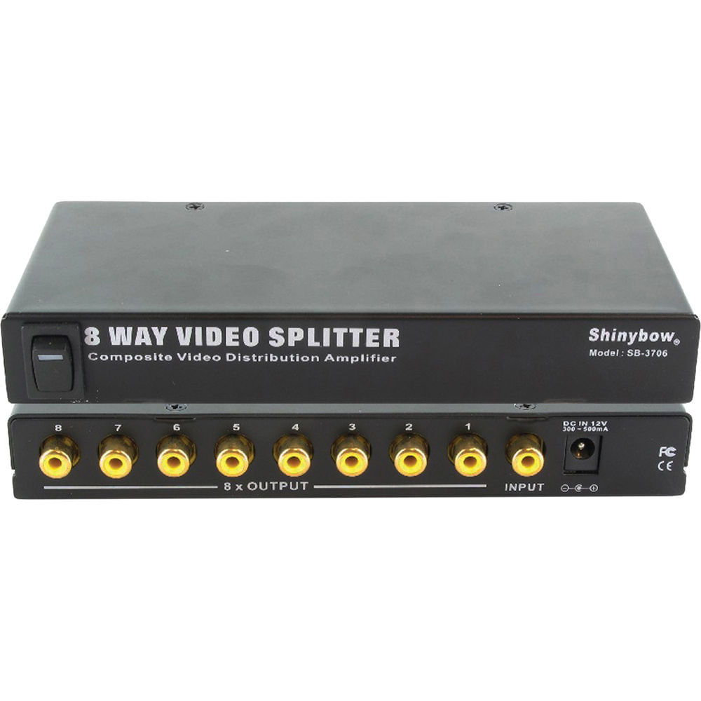 Amplificador de Distribución de Video Compuesto Shinybow SB-3706 1 x 8 con Conector RCA 872172-REG Amplificador de Distribución de Video Compuesto Shinybow SB-3706 1 x 8 con Conector RCA 872172-REG