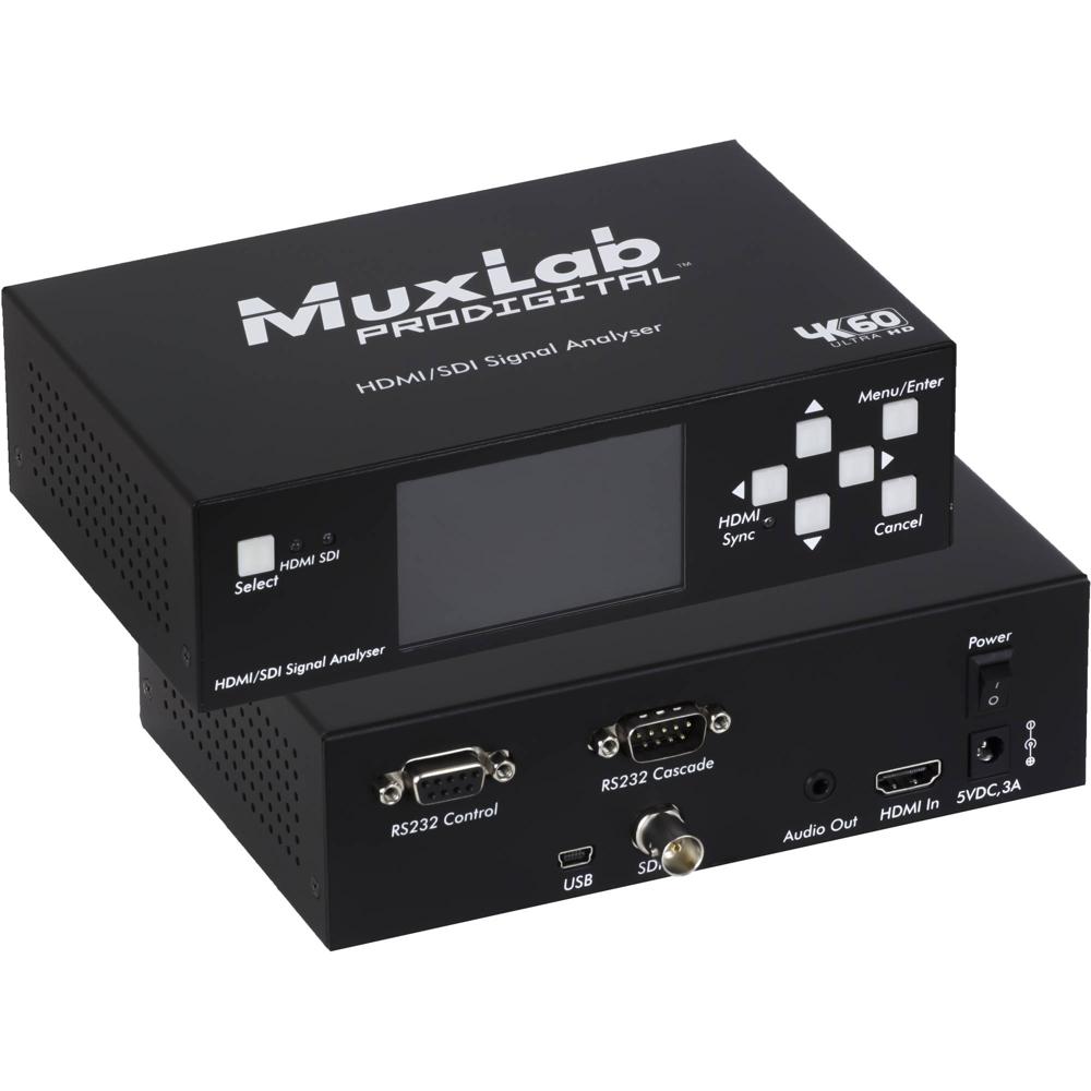 Analizador de Señal MuxLab HDMI 2.0/3G-SDI con Pantalla LCD de 3 Analizador de Señal MuxLab HDMI 2.0/3G-SDI con Pantalla LCD de 3
