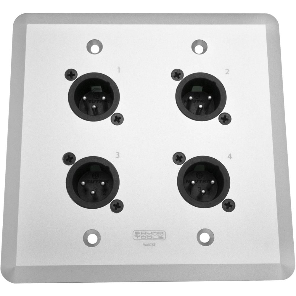 Placa de Pared SoundTools WallCAT MX-S con Cuatro Conectores XLR 3-Pin Macho (Plata) y Dos Conectore 1485691-REG Placa de Pared SoundTools WallCAT MX-S con Cuatro Conectores XLR 3-Pin Macho (Plata) y Dos Conectore 1485691-REG