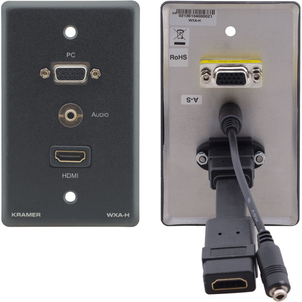 Placa de Pared Kramer 15-Pin Sub-D HD VGA, Audio de 3.5mm y HDMI (Gris) - 1x HDMI Femenino en Fronta 1260592-REG Placa de Pared Kramer 15-Pin Sub-D HD VGA, Audio de 3.5mm y HDMI (Gris) - 1x HDMI Femenino en Fronta 1260592-REG