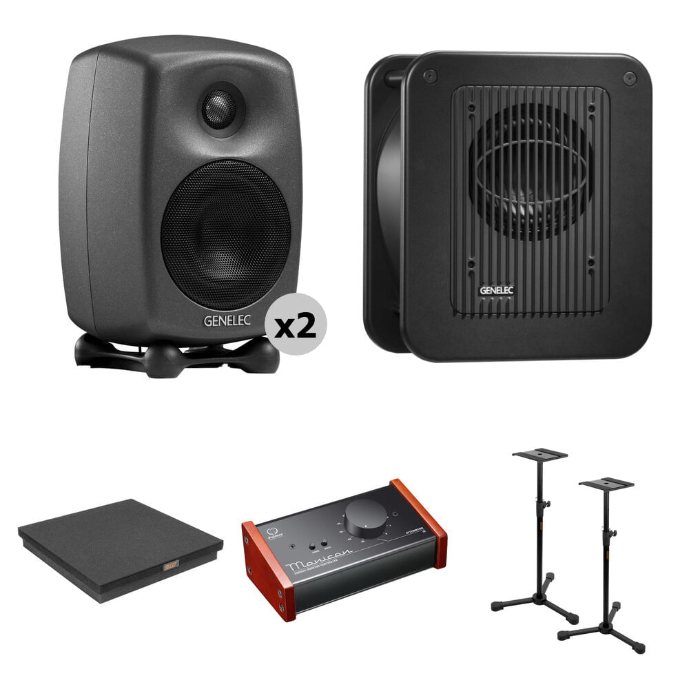 Kit de Monitores de Estudio Genelec 8020 Deluxe con Subwoofer, Soportes, Plataforma de Subwoofer y C 1467086-REG Kit de Monitores de Estudio Genelec 8020 Deluxe con Subwoofer, Soportes, Plataforma de Subwoofer y C 1467086-REG