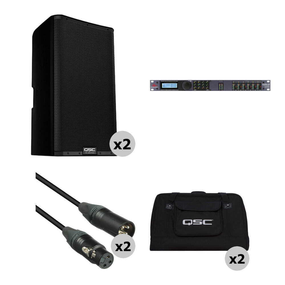 Kit Doble QSC K12.2 con dbx DriveRack y Cables - Altavoces Potenciados, Amplificador de 2000W, Corre 1391310-REG Kit Doble QSC K12.2 con dbx DriveRack y Cables - Altavoces Potenciados, Amplificador de 2000W, Corre 1391310-REG