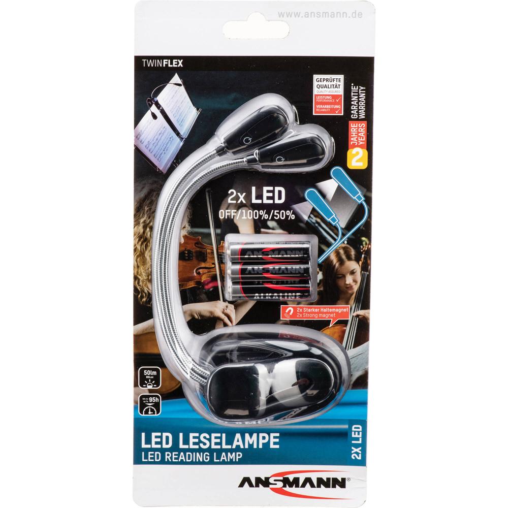 Luz de Lectura Ansmann Lifestyle Twinflex con Duales Lámparas de 25 Lúmenes y Brazo Flexible 1457705-REG Luz de Lectura Ansmann Lifestyle Twinflex con Duales Lámparas de 25 Lúmenes y Brazo Flexible 1457705-REG