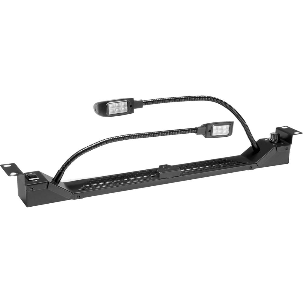 Luz de Estante Adam Hall Dual Gooseneck RGB y Blanca COB LED con Iluminación Frontal y Trasera, Colo 1668917-REG Luz de Estante Adam Hall Dual Gooseneck RGB y Blanca COB LED con Iluminación Frontal y Trasera, Colo 1668917-REG