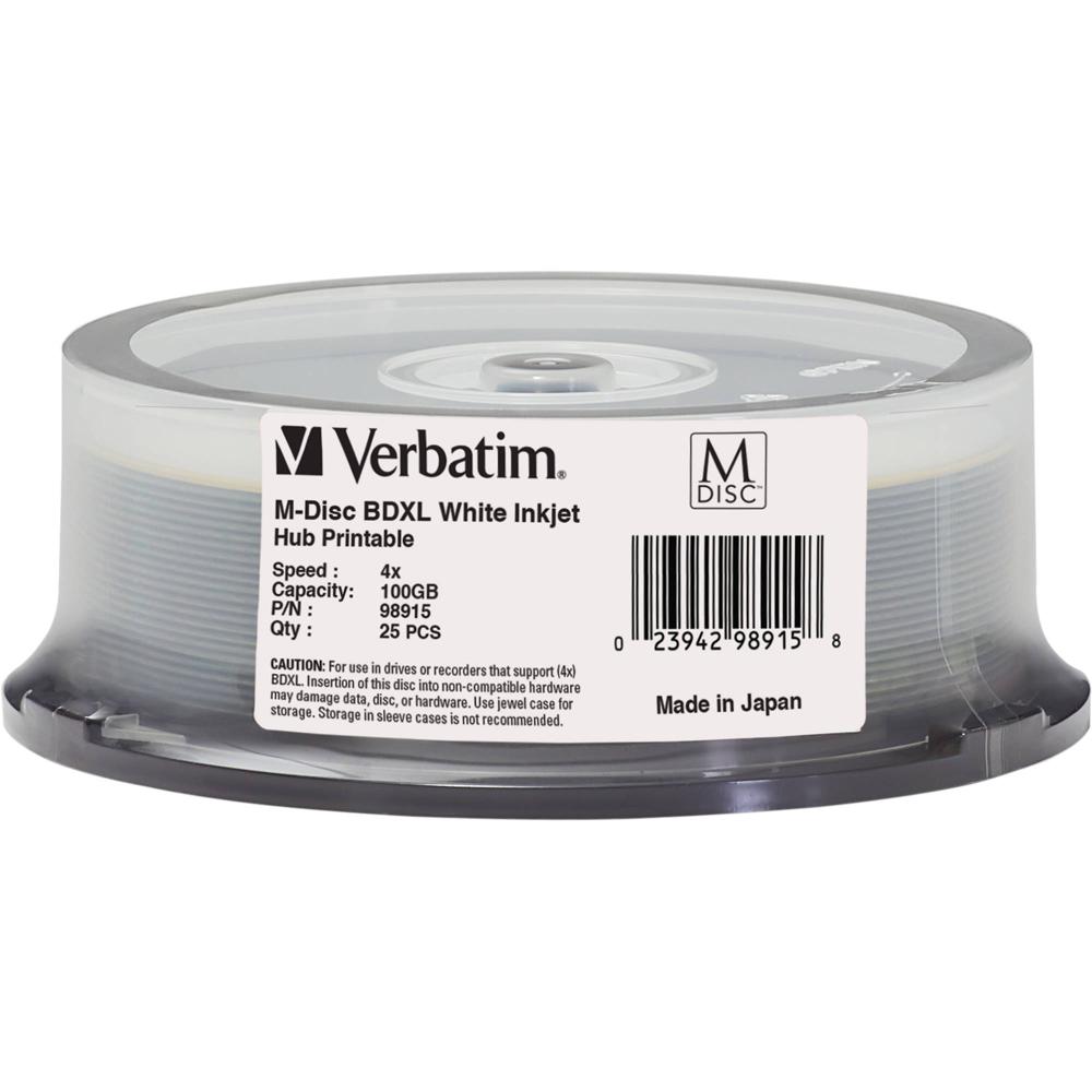 Verbatim M-DISC BDXL 100GB 4x Disco Imprimible Inkjet/Hub (Paquete de 25) - Capacidad 100GB, Velocid 1193058-REG Verbatim M-DISC BDXL 100GB 4x Disco Imprimible Inkjet/Hub (Paquete de 25) - Capacidad 100GB, Velocid 1193058-REG