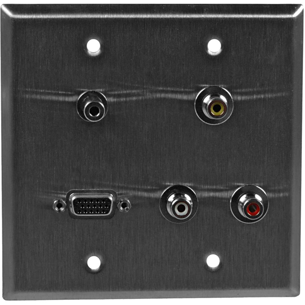 TecNec WPL-2122-FT Placa de Pared de 2 Gang - Conectores HD-15, Mini Estéreo y 3 RCA, Aluminio Plate 469548-REG TecNec WPL-2122-FT Placa de Pared de 2 Gang - Conectores HD-15, Mini Estéreo y 3 RCA, Aluminio Plate 469548-REG