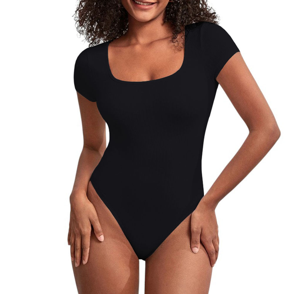 Body Manga Corta Anasotluc-17 Rib Color Negro