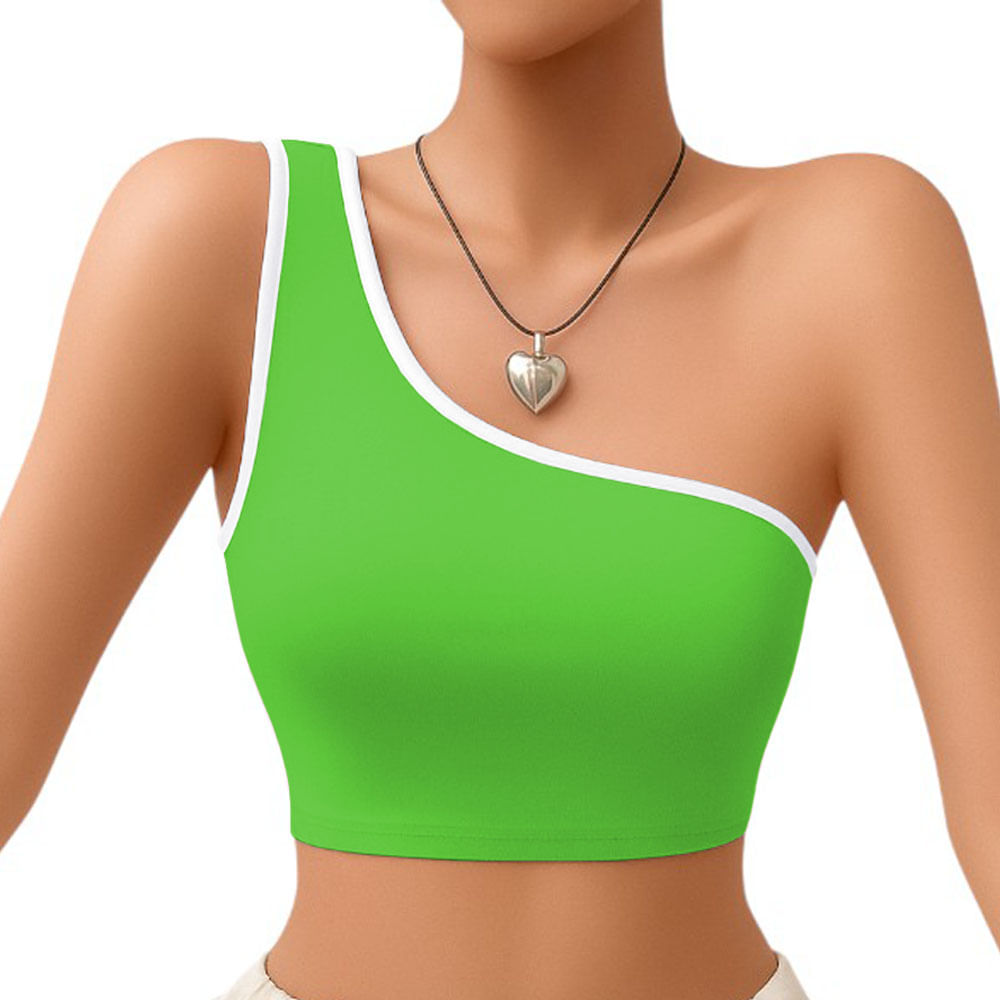 Basico Mujer Top Tarzan Rib Ana Sotluc-9 Color Lima Talla M Basico Mujer Top Tarzan Rib Ana Sotluc-9 Color Lima Talla M