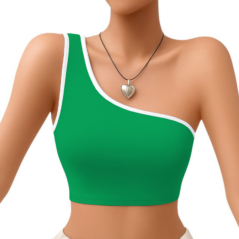 Basico Mujer Top Tarzan Rib Ana Sotluc-9 Color Verde Talla M Basico Mujer Top Tarzan Rib Ana Sotluc-9 Color Verde Talla M