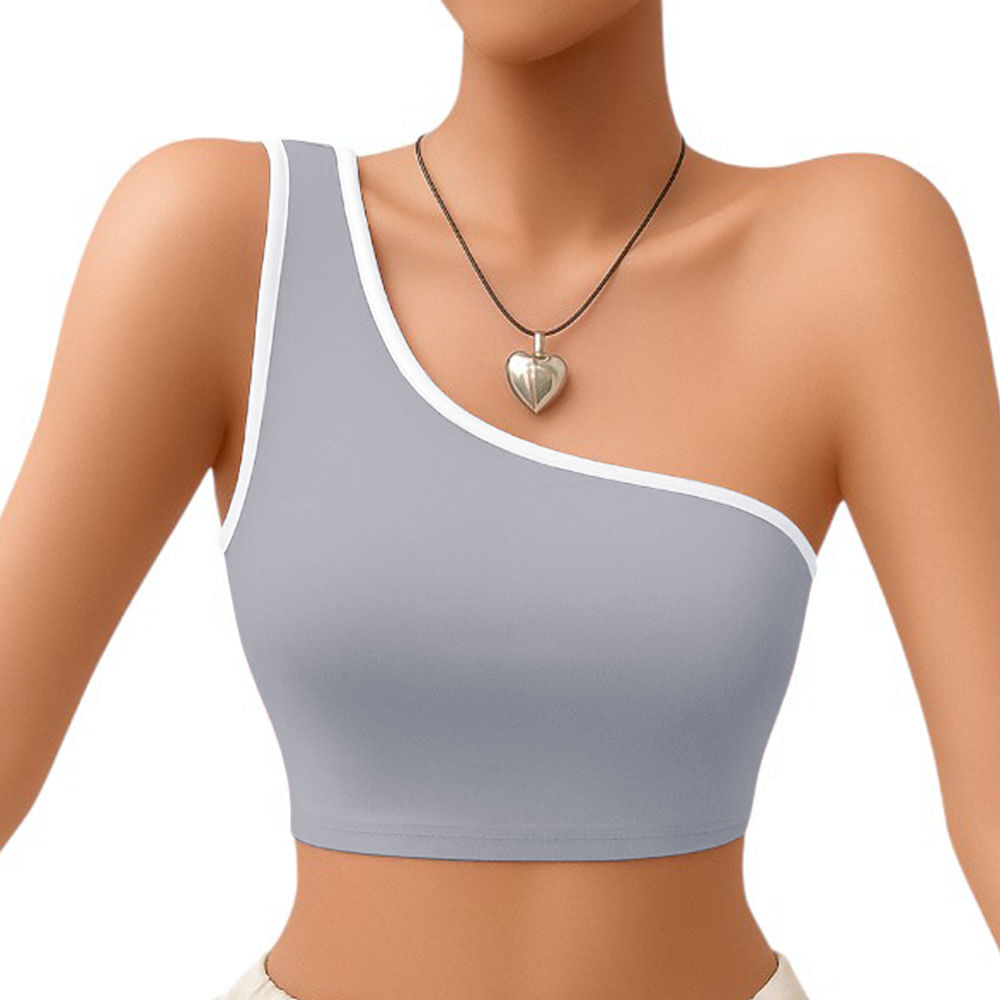 Basico Mujer Top Tarzan Rib Ana Sotluc-9 Color Gris Talla M Basico Mujer Top Tarzan Rib Ana Sotluc-9 Color Gris Talla M