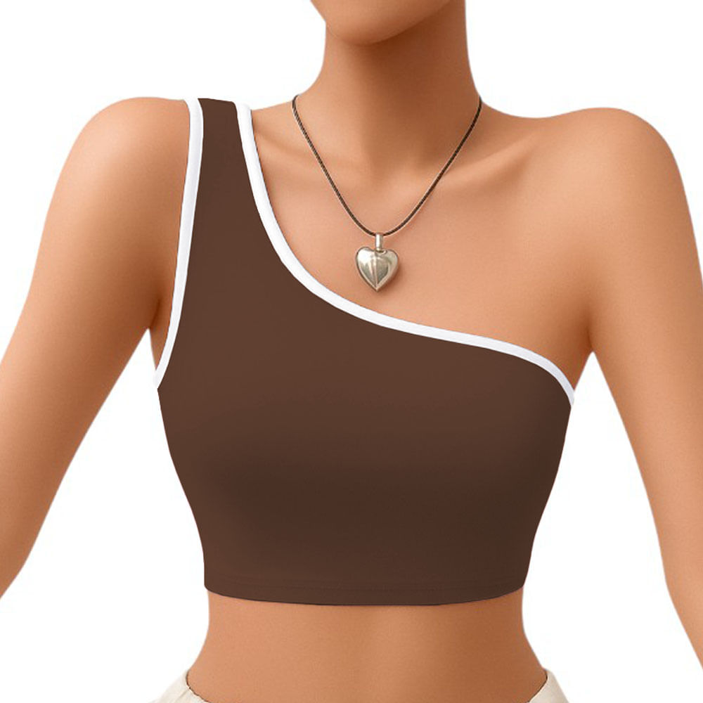 Basico Mujer Top Tarzan Rib Ana Sotluc-9 Color Marron Talla M Basico Mujer Top Tarzan Rib Ana Sotluc-9 Color Marron Talla M