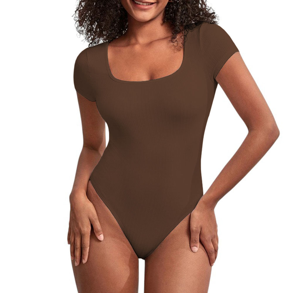 Body Manga Corta Anasotluc-17 Rib Color Marron