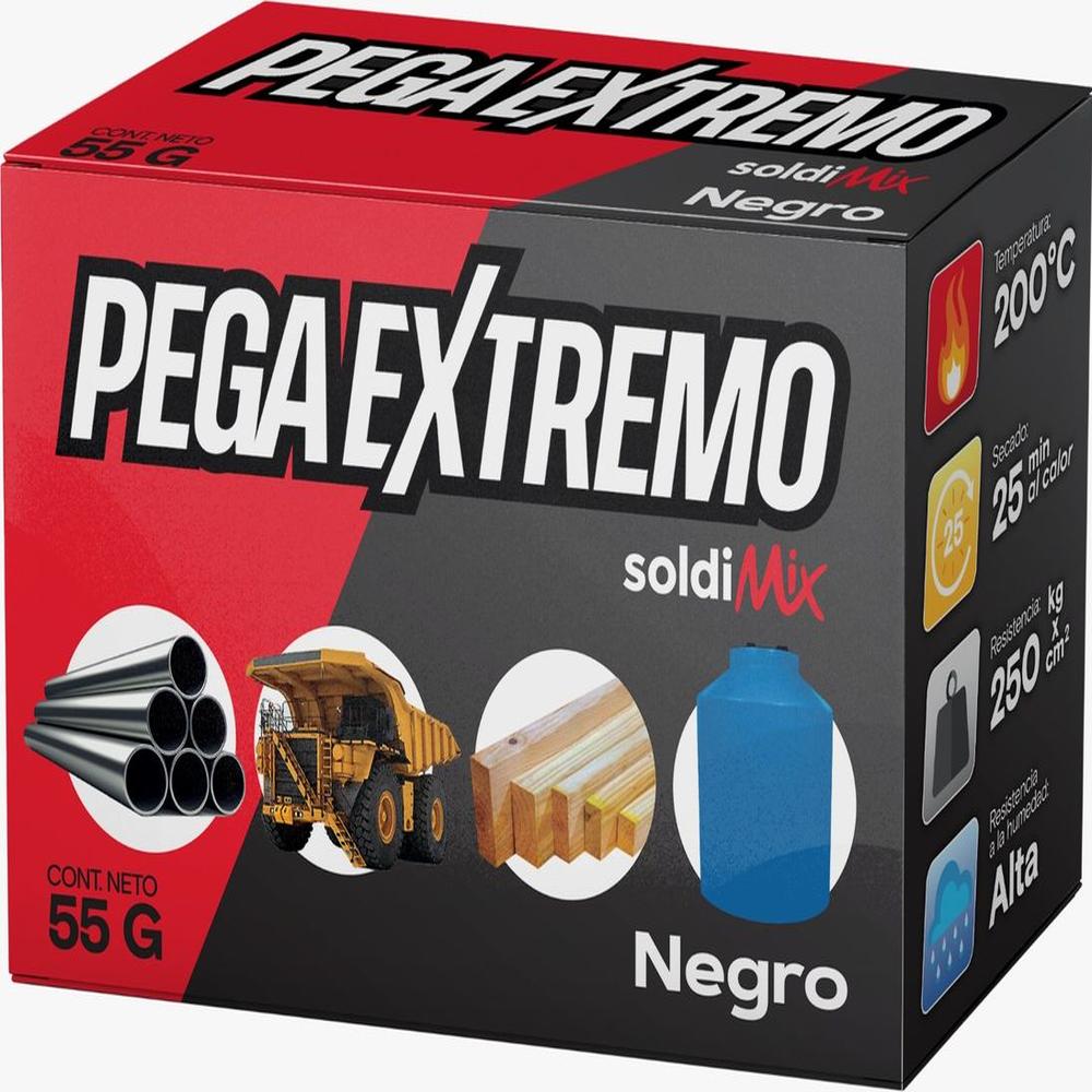 Soldadura Industrial en Frio Pega Extremo x 55gr Soldimix  - Negro