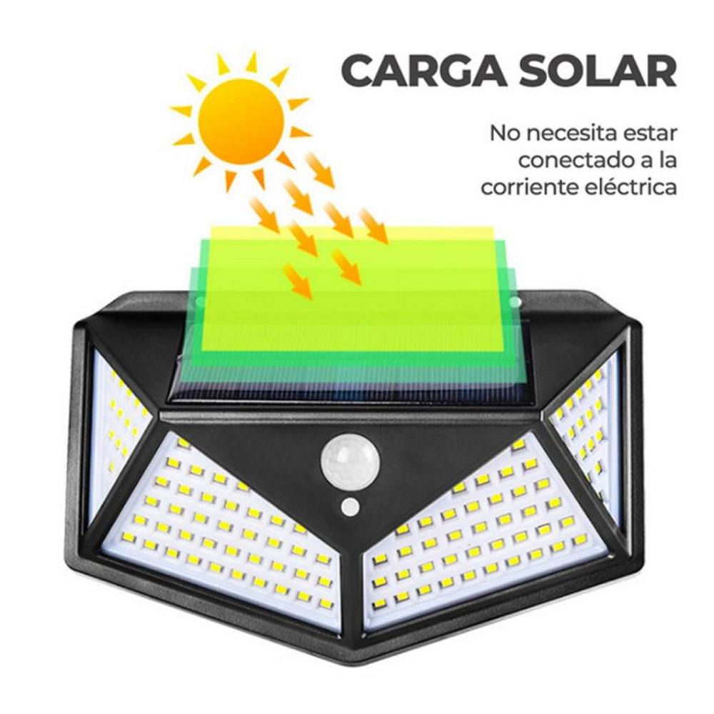 Led Solar + de 100 Leds Reflector Foco Lampara Jardin Entrada Cochera