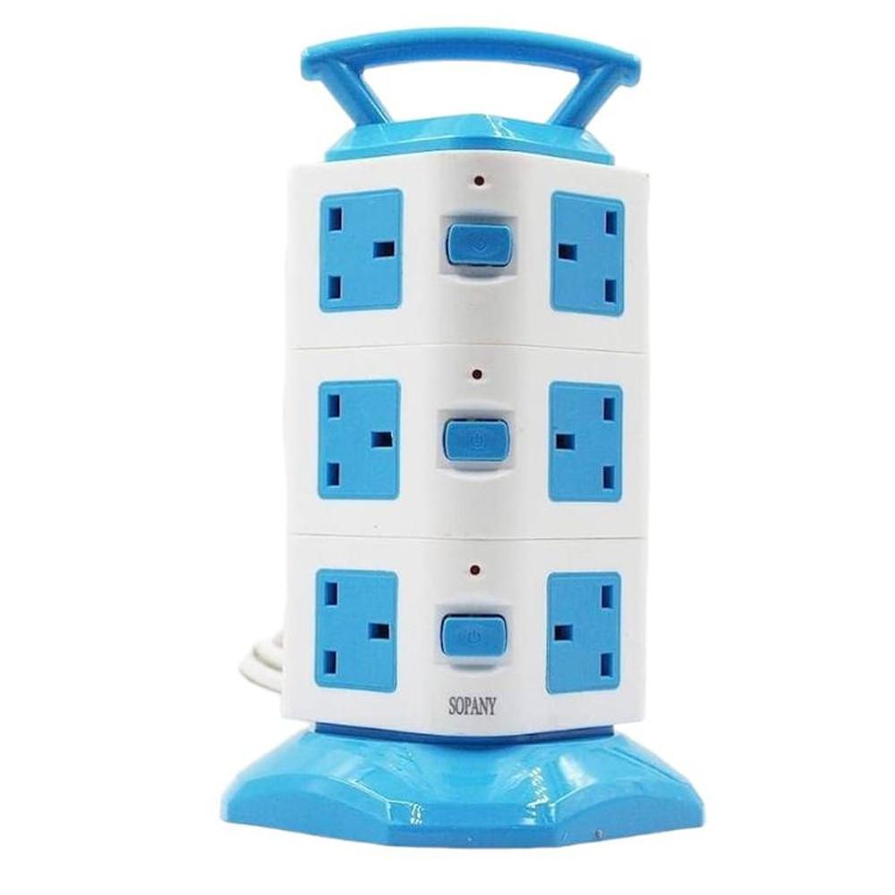 Torre Vertical Multifuncional 3 Niveles (12 Conexiones) y 3Puertos USB Blanco Torre Vertical Multifuncional 3 Niveles (12 Conexiones) y 3Puertos USB Blanco