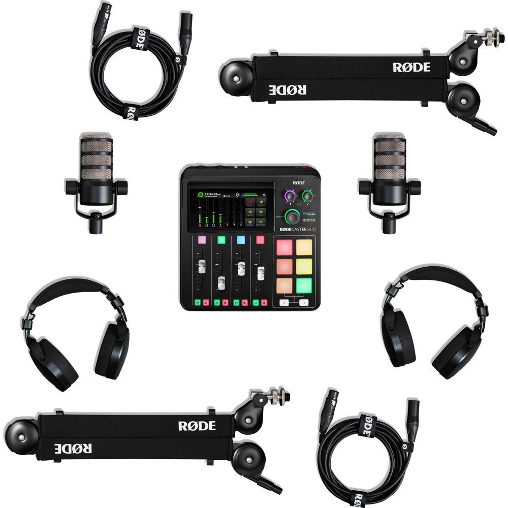RODE RODECaster Duo 2-Person Podcasting Kit with PodMics, Studio Boom Arms, Headphones, and Cables 1813513-REG RODE RODECaster Duo 2-Person Podcasting Kit with PodMics, Studio Boom Arms, Headphones, and Cables 1813513-REG