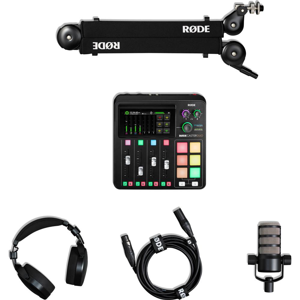 RODE RODECaster Duo Podcasting Kit with PodMic, Studio Boom Arm, Headphones, and Cable 1813506-REG RODE RODECaster Duo Podcasting Kit with PodMic, Studio Boom Arm, Headphones, and Cable 1813506-REG