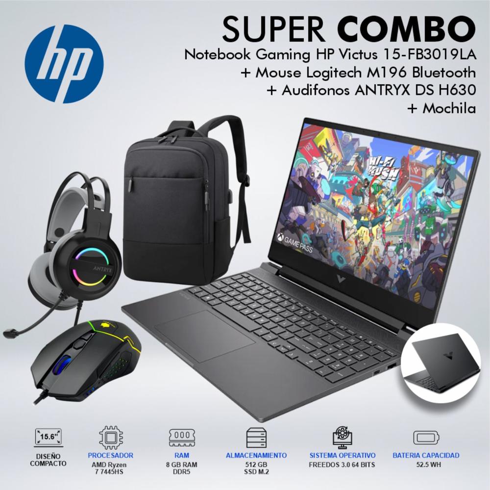 LAPTOP GAMING HP VICTUS 15-FB3019LA RYZEN 7 7445HS MEMORIA 8GB DISCO 512GB LAPTOP GAMING HP VICTUS 15-FB3019LA RYZEN 7 7445HS MEMORIA 8GB DISCO 512GB