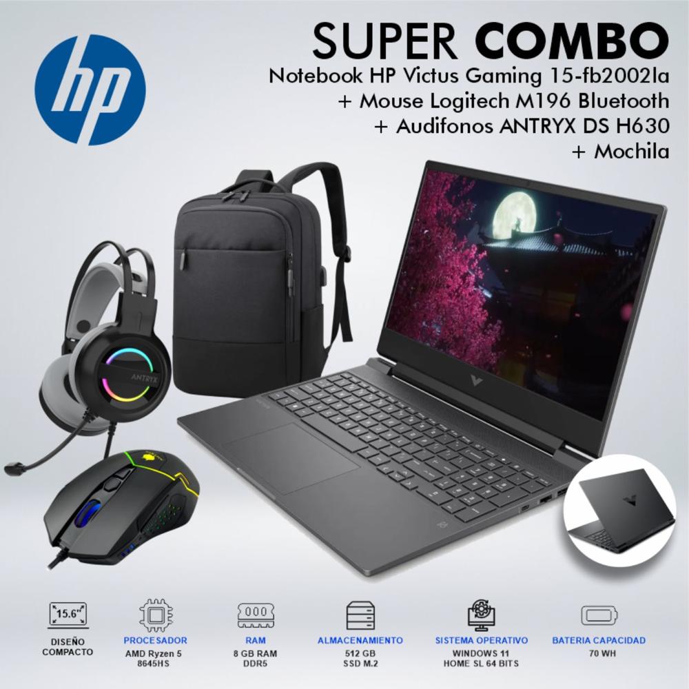 LAPTOP HP VICTUS GAMING 15-FB2002LA RYZEN 5 8645HS MEMORIA 8GB DISCO 512 GB