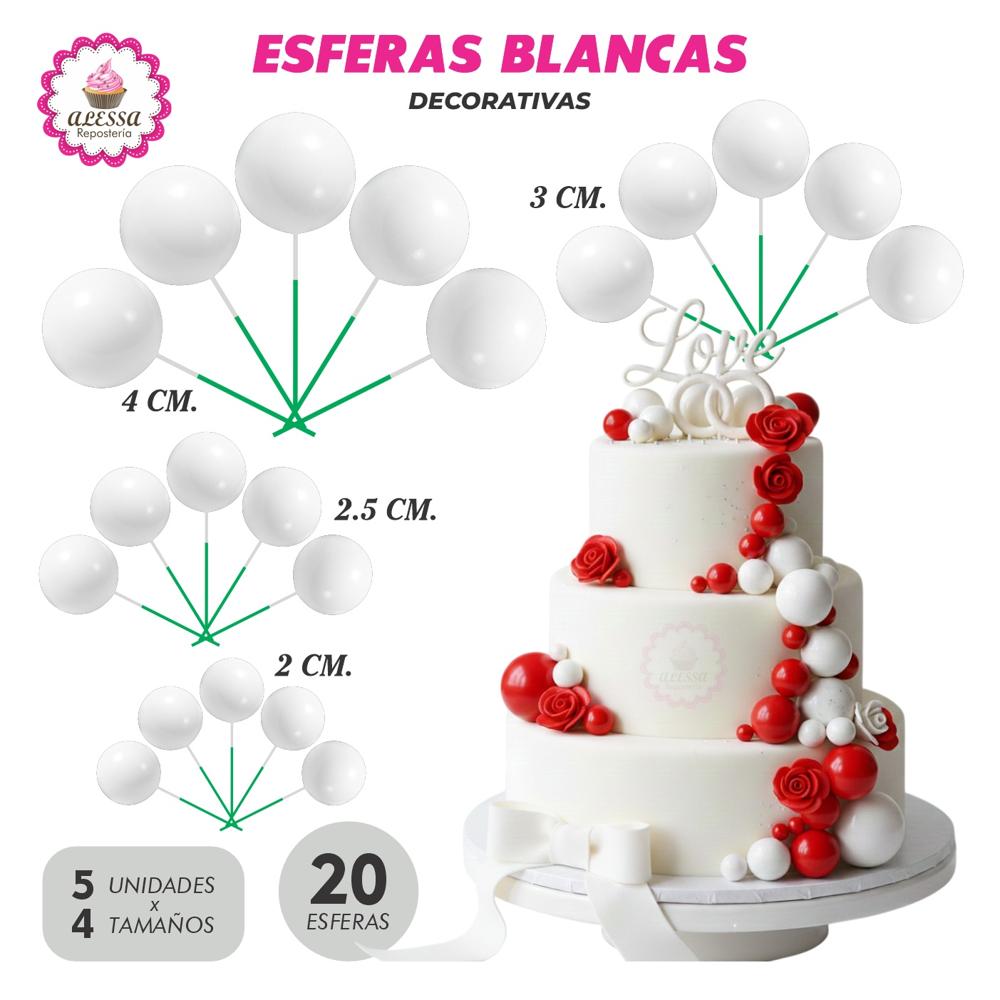 Esferas Decorativas Blanco para Repostería - 40 unidades