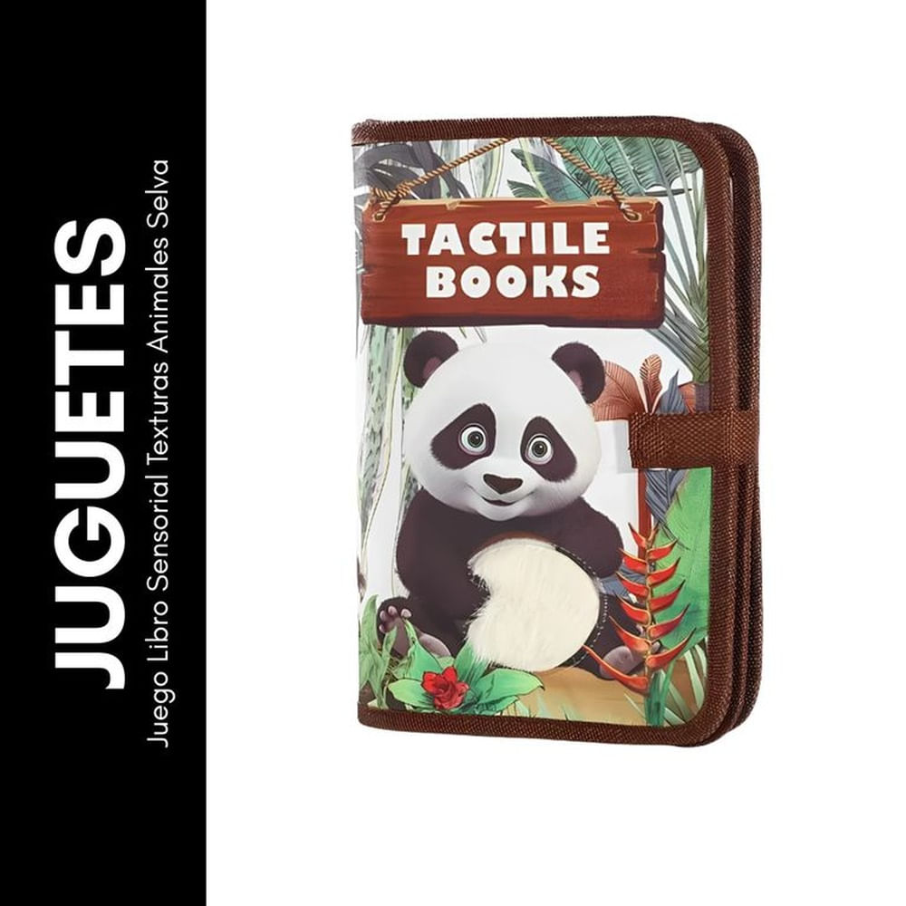 Juguete Libro Sensorial Texturas Animales Selva Negro Juguete Libro Sensorial Texturas Animales Selva Negro