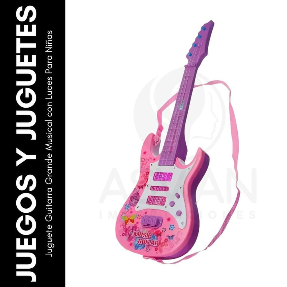 Juguete Guitarra Grande Musical con Luces Para Niñas Negro Juguete Guitarra Grande Musical con Luces Para Niñas Negro